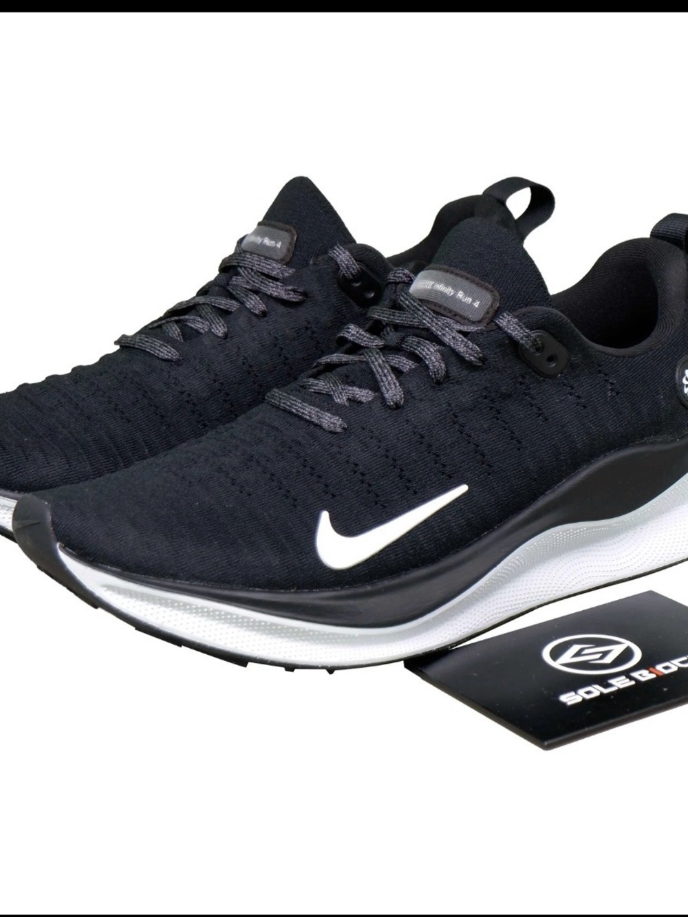 Nike Black and White ReactX Infinity Run4 Knit Running Shoes. As new.